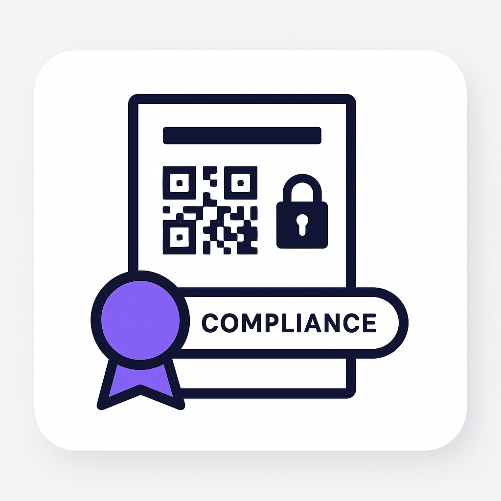 Compliance certificate with QR and lock